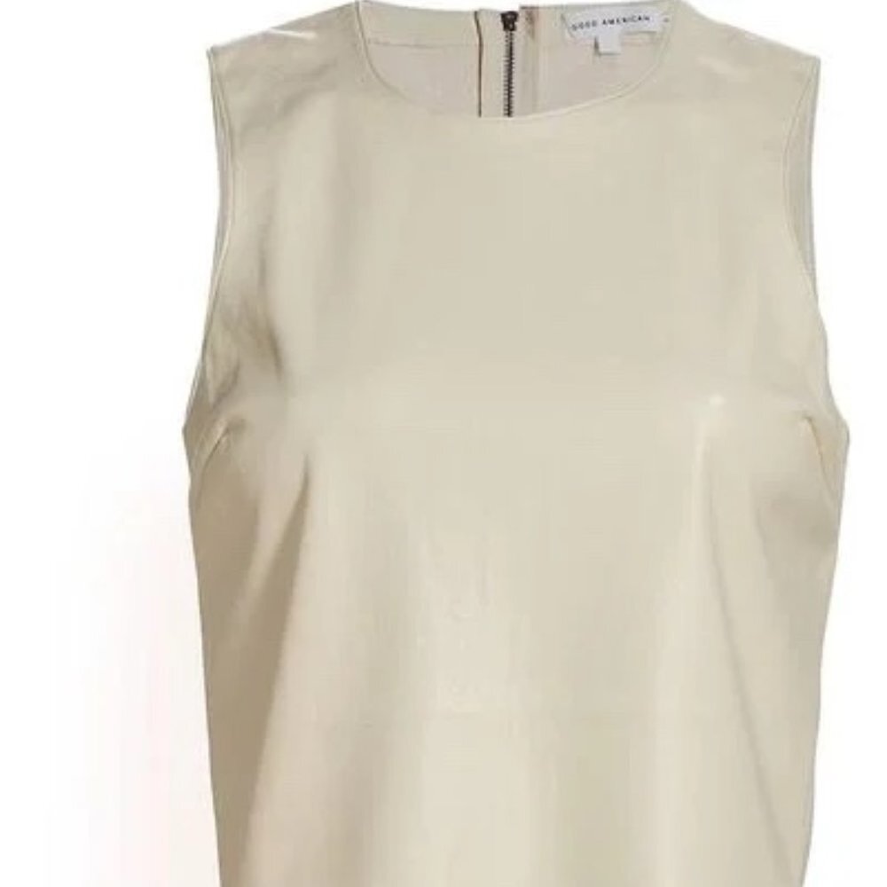 Good American PLUS SIZE Better Than Leather Crop Tank in Bone